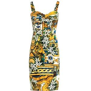 Dolce & Gabbana Mediterranean Print Silk Dress. Size 42/6.